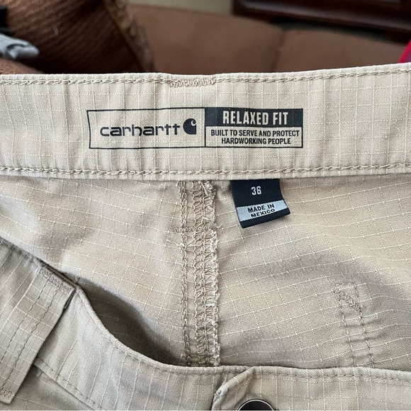 Carhartt Mens Force Relaxed Fit Ripstop Cargo Work Short Khaki Flat Front Sz 36 - Picture 6 of 6